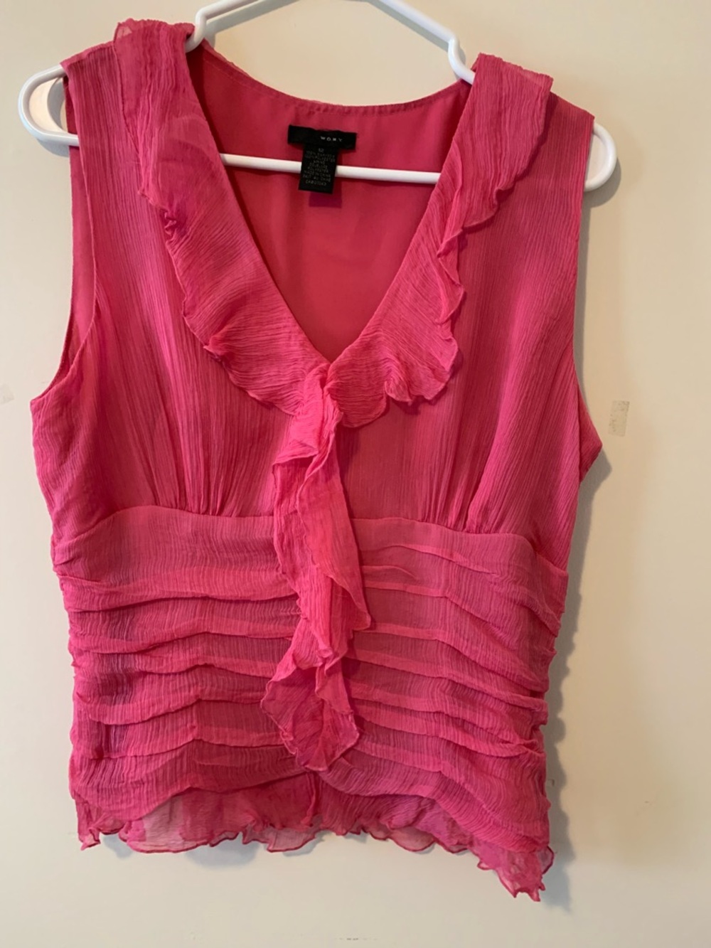 Women’s Hot Pink Ruffle V-Neck Sleeveless Camisole